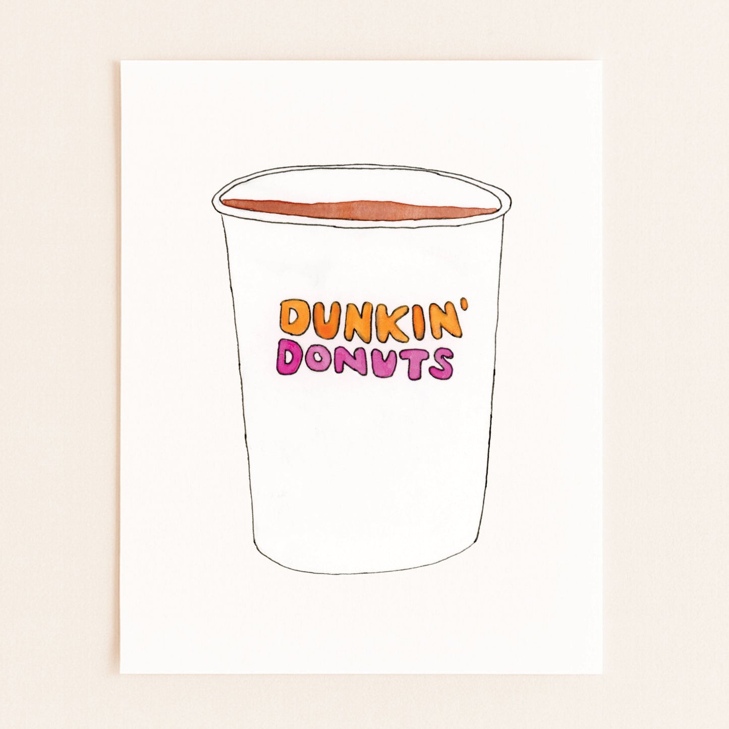 Dunkin' Donuts Cup | New England Food | Watercolor and Ink