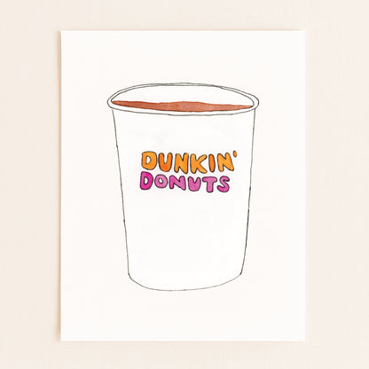 Dunkin' Donuts Cup | New England Food | Watercolor and Ink