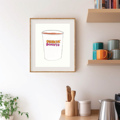 Dunkin' Donuts Cup | New England Food | Watercolor and Ink