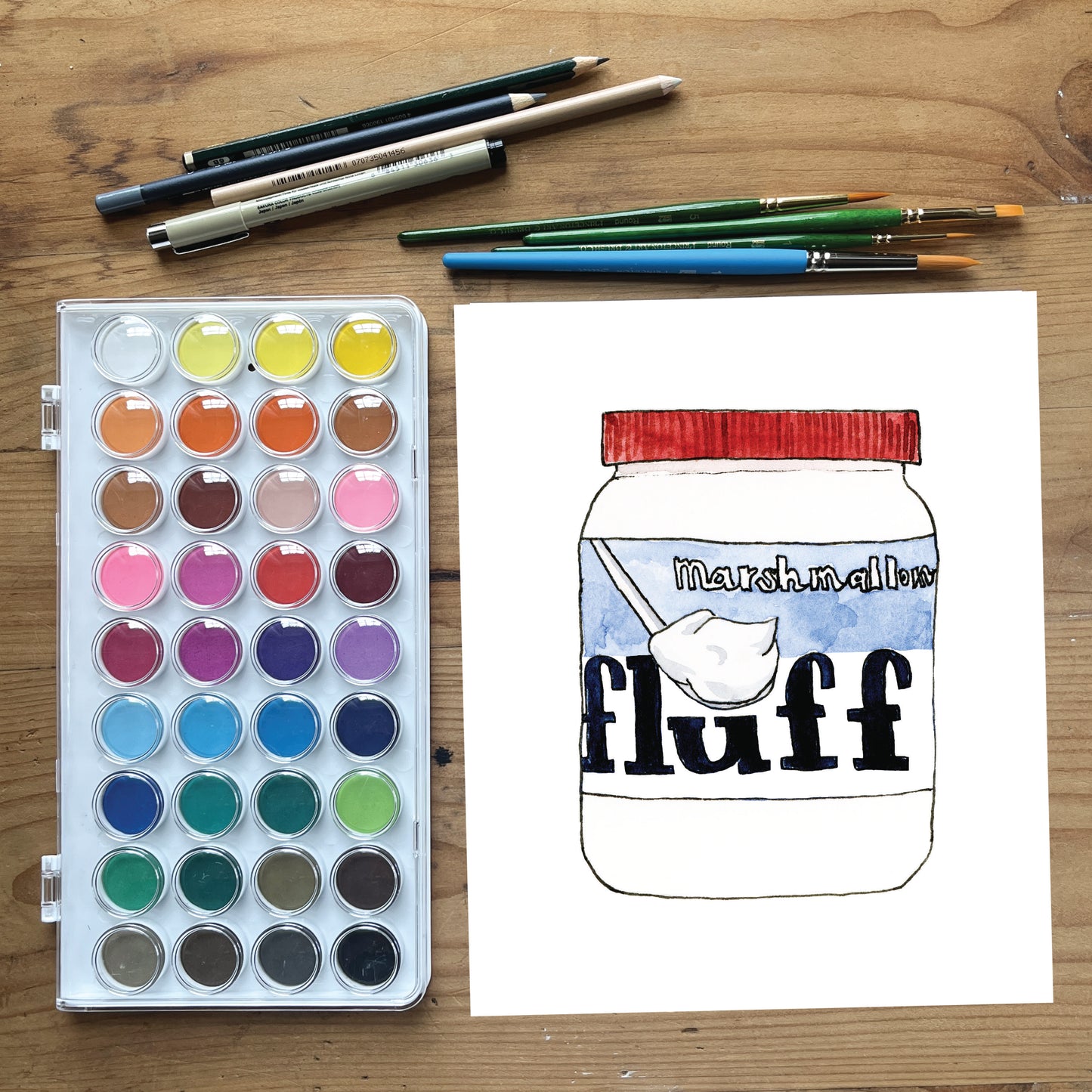Marshmallow Fluff | New England Food | Watercolor and Ink