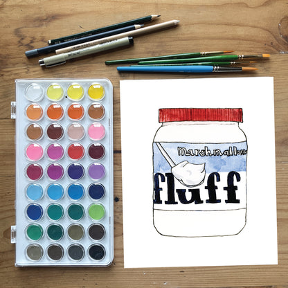 Marshmallow Fluff | New England Food | Watercolor and Ink
