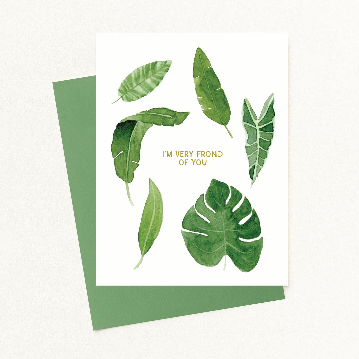 I'm Very Frond of You - Valentine's Day Card - Green Leaves