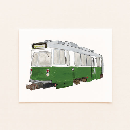 Green Line T Art Print | Gouache and Ink