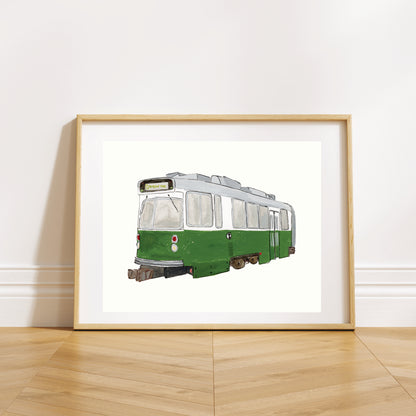 Green Line T Art Print | Gouache and Ink