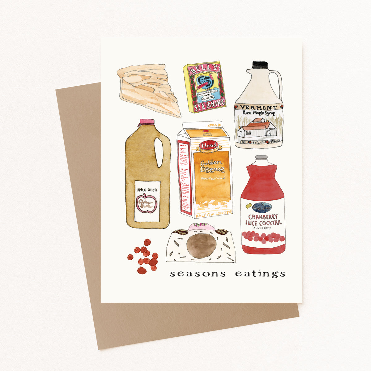 Seasonal New England Foods - Holiday Greeting Card
