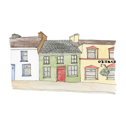 Ireland Buildings Art Print | Watercolor and Ink
