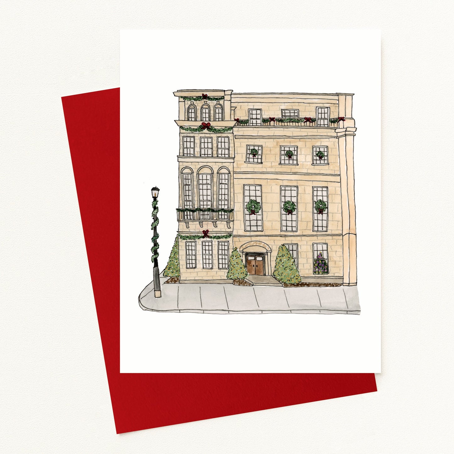 Decorated City Street - Holiday Greeting Card