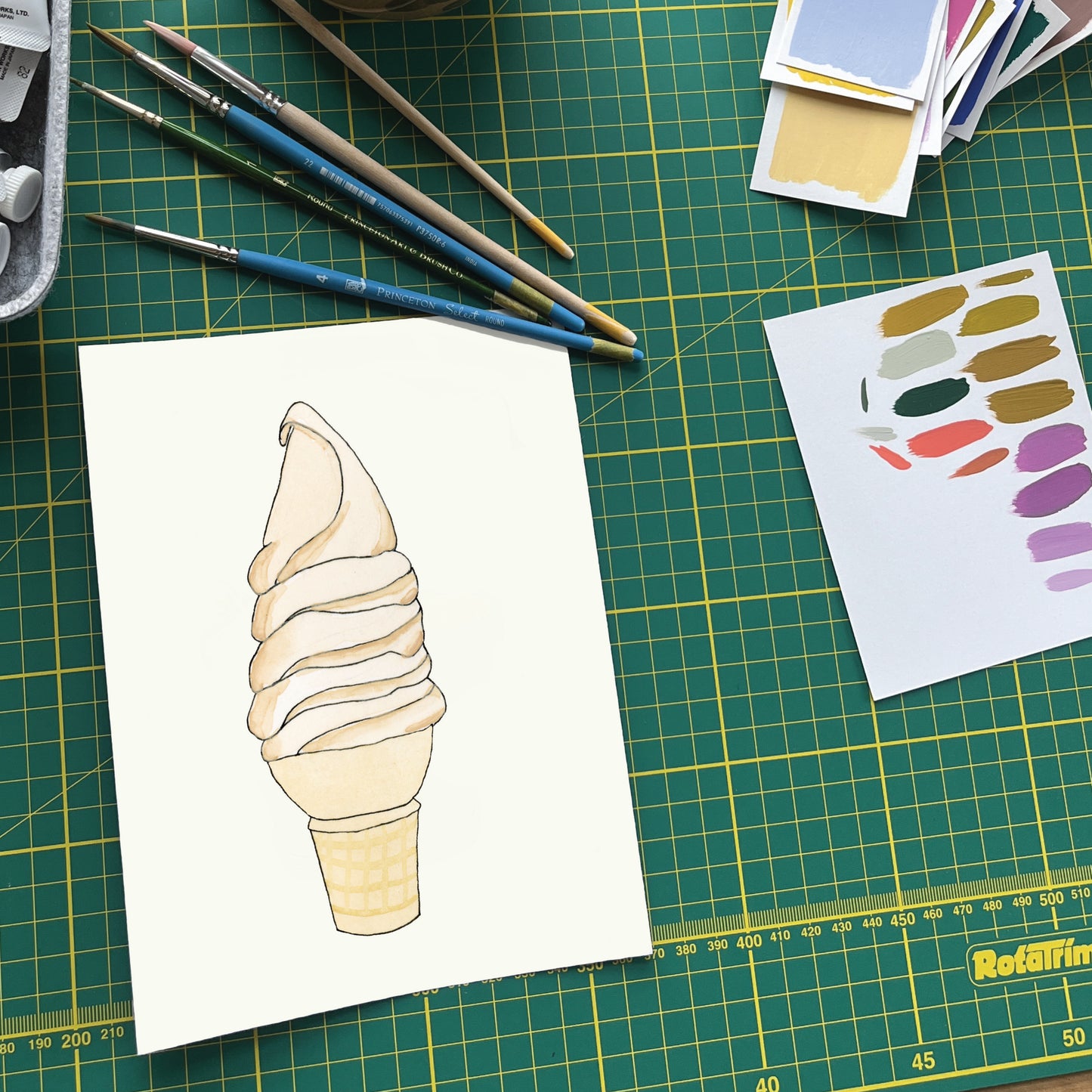 Maple Creemee Ice Cream | New England Food | Watercolor and Ink