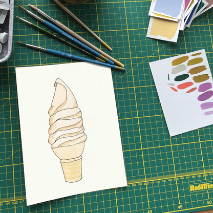 Maple Creemee Ice Cream | New England Food | Watercolor and Ink
