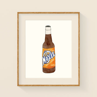 Moxie Soda Bottle | New England Food | Watercolor and Ink