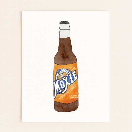 Moxie Soda Bottle | New England Food | Watercolor and Ink