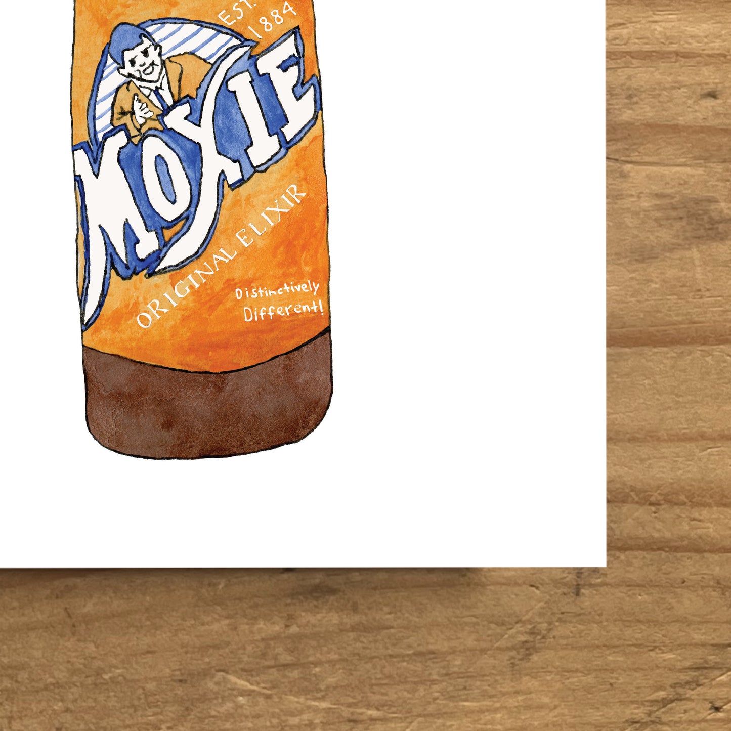 Moxie Soda Bottle | New England Food | Watercolor and Ink