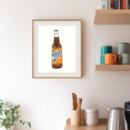 Moxie Soda Bottle | New England Food | Watercolor and Ink