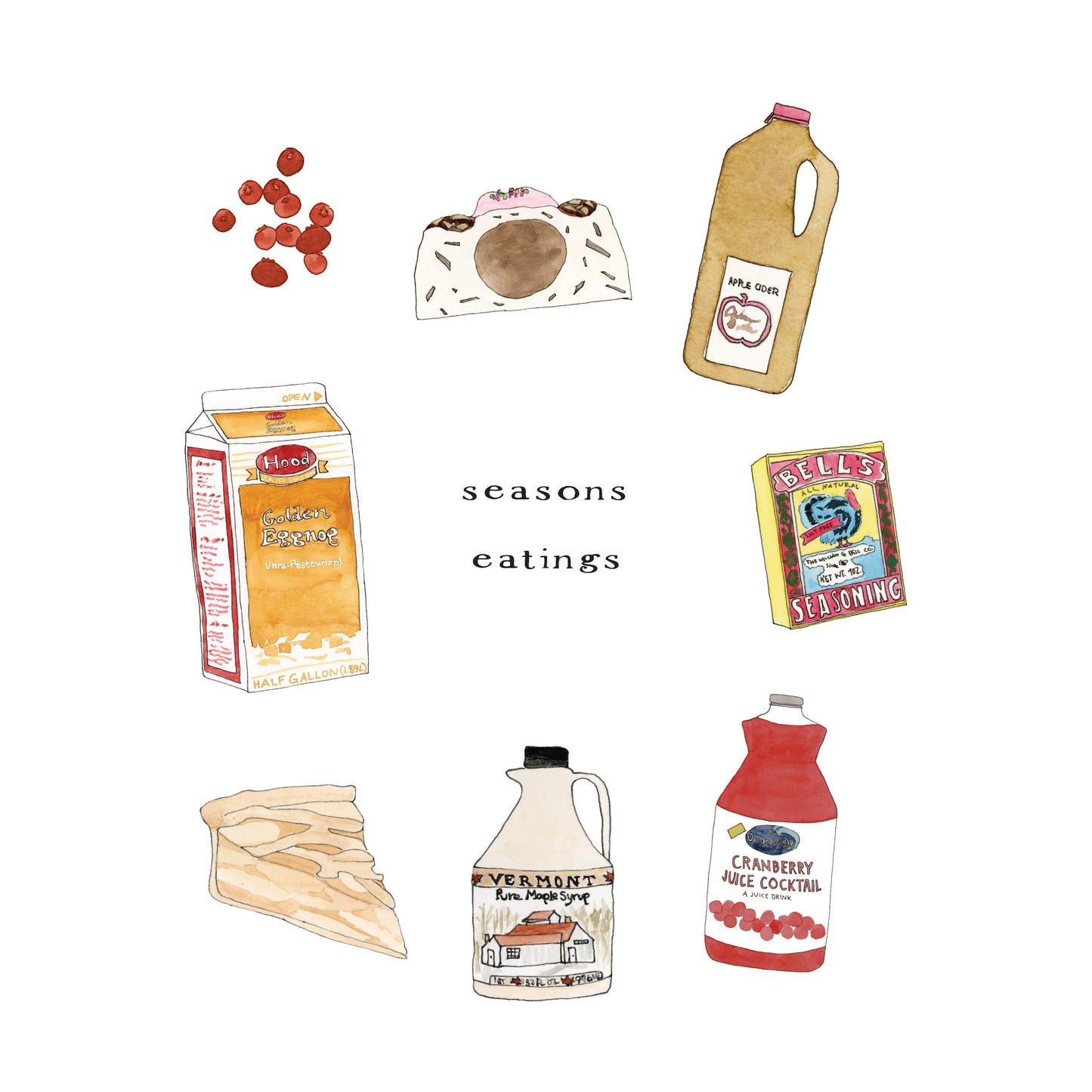 Seasonal New England Foods - Holiday Greeting Card