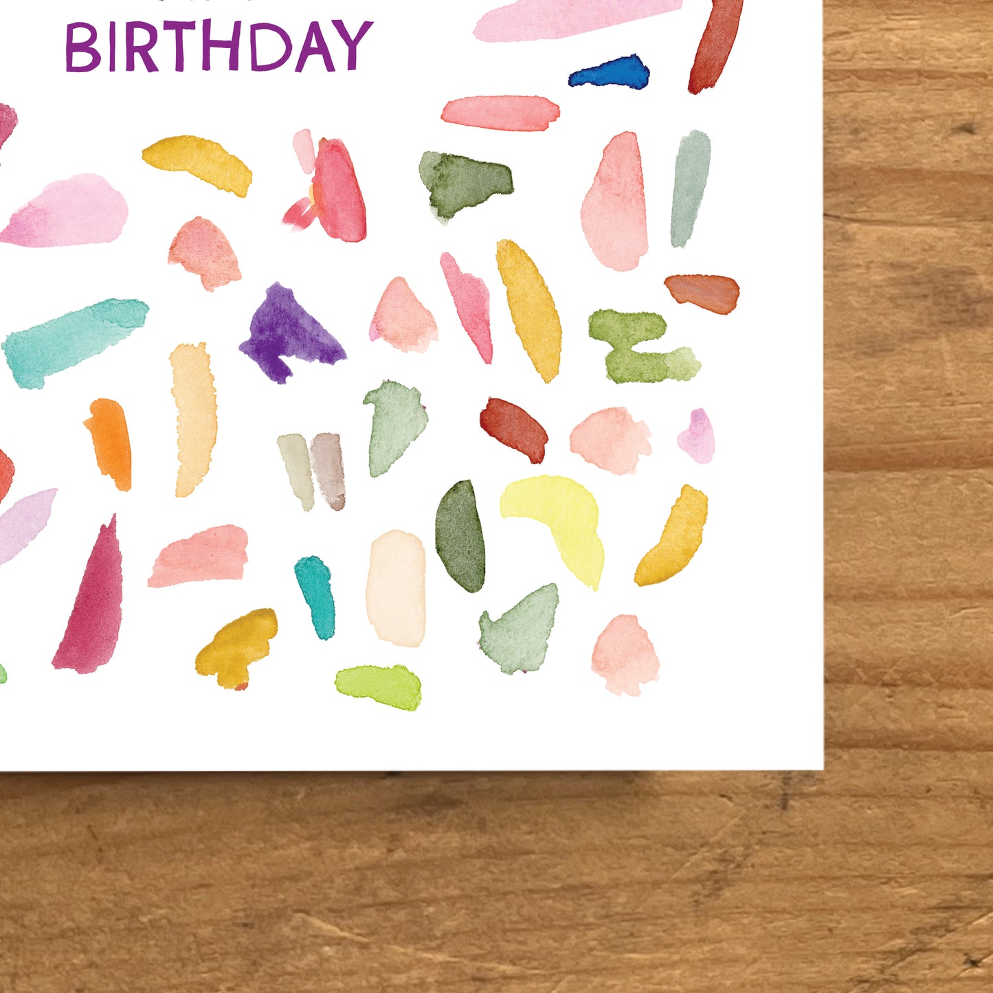 Happy Birthday Greeting Card - Colorful Watercolor Confetti