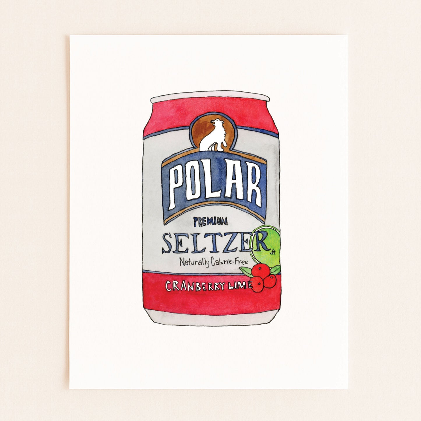 Polar Seltzer Can | New England Food | Watercolor and Ink