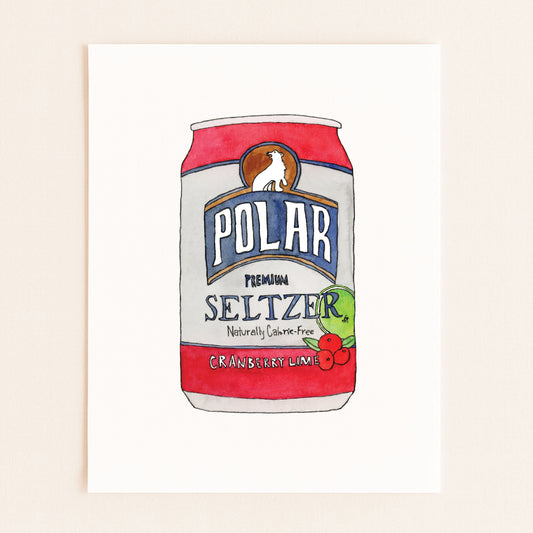 Polar Seltzer Can | New England Food | Watercolor and Ink