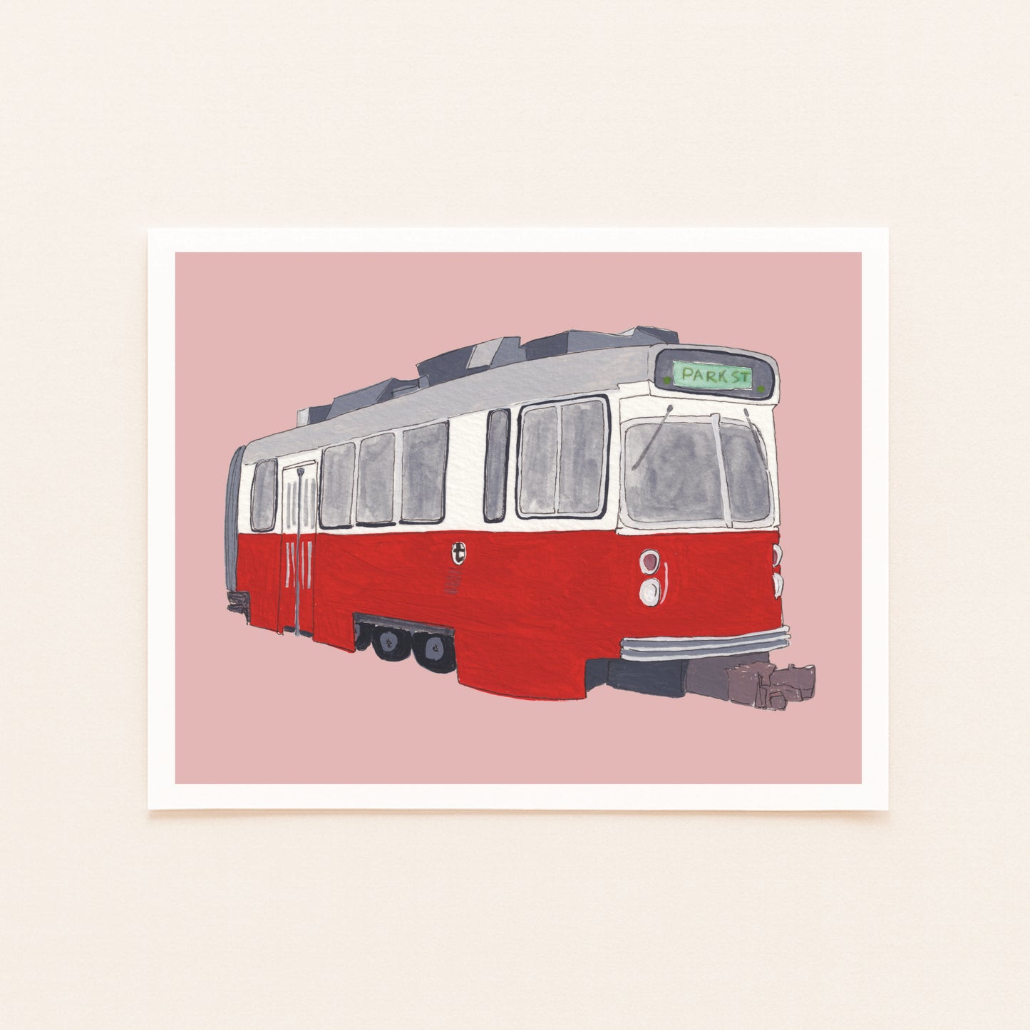 Red Line T Art Print | Gouache and Ink