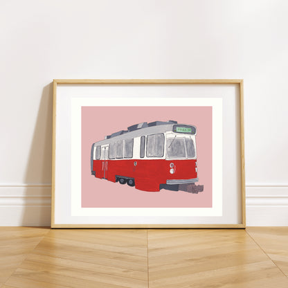 Red Line T Art Print | Gouache and Ink