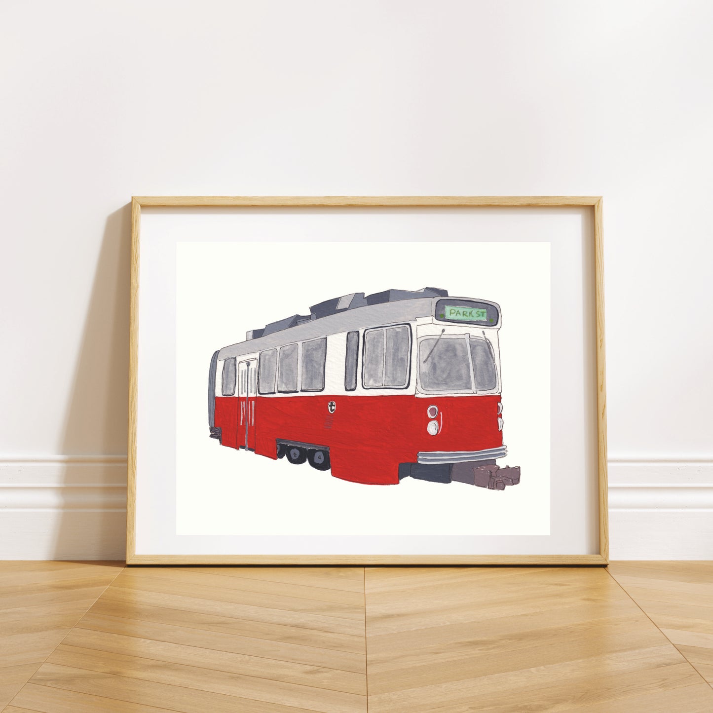 Red Line T Art Print | Gouache and Ink
