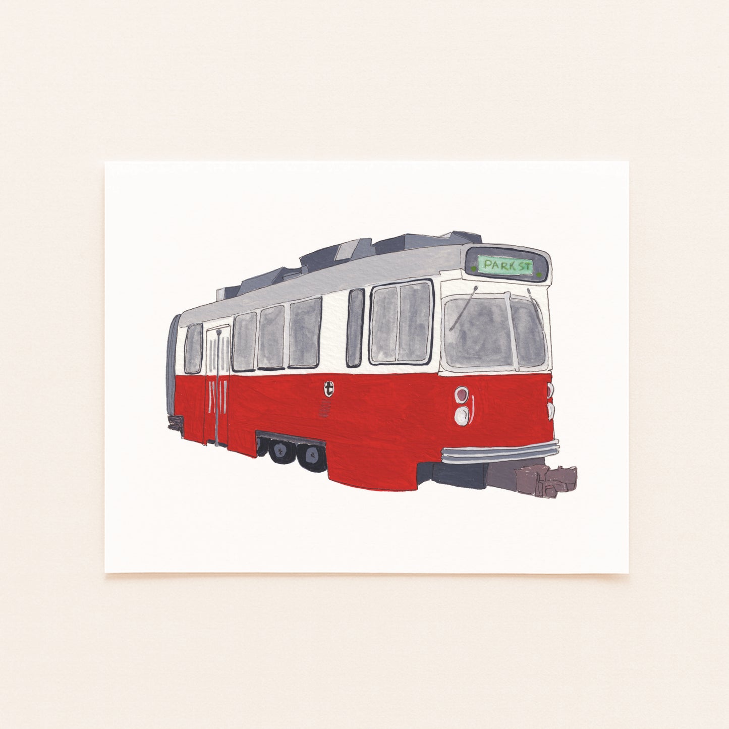 Red Line T Art Print | Gouache and Ink