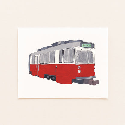 Red Line T Art Print | Gouache and Ink