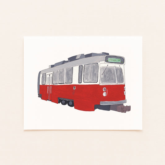 Red Line T Art Print | Gouache and Ink