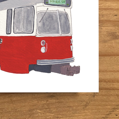 Red Line T Art Print | Gouache and Ink