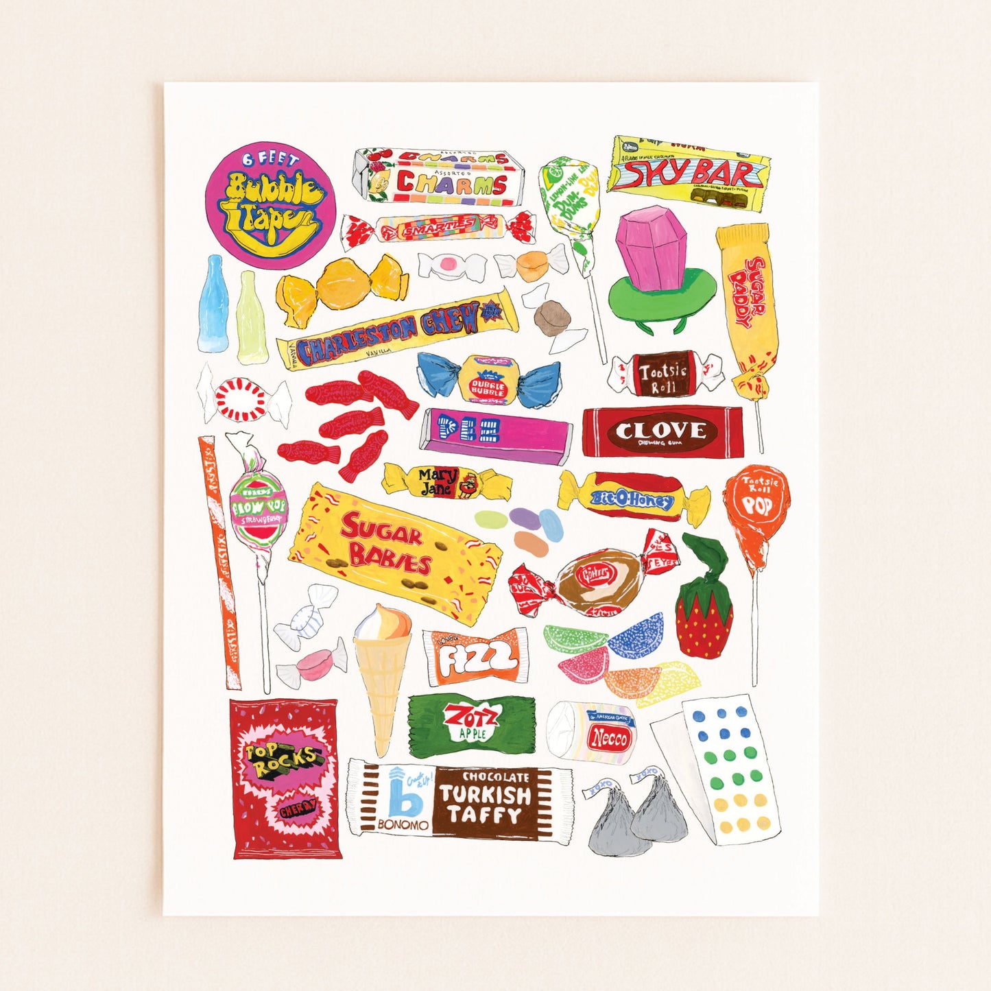 Retro Candy | Fine Art Print | Gouache and Ink