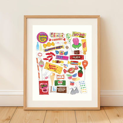 Retro Candy | Fine Art Print | Gouache and Ink