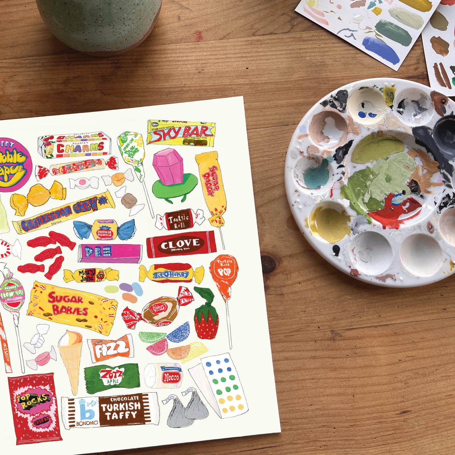 Retro Candy | Fine Art Print | Gouache and Ink