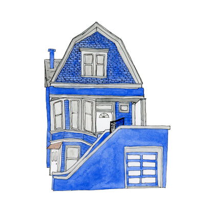San Francisco, California House Art Print | Watercolor and Ink