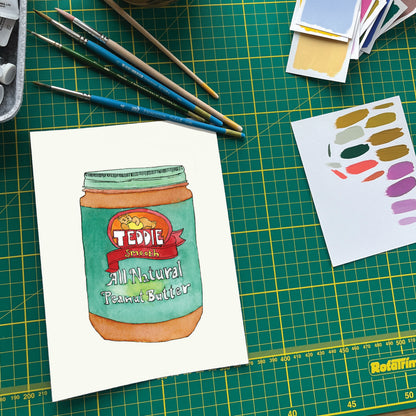 Teddie's Peanut Butter | New England Food | Watercolor and Ink