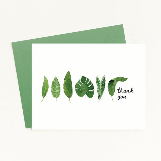 Tropical Leaves Thank You Greeting Card